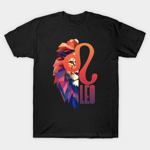 Leo Lion Zodiac Geometric Symbol T-Shirt by DanielLiamGill